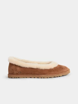 UGG Women's Zora Ballet Flat Chestnut Slide