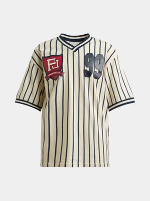 Exact Older Boy's White & Black Striped T-Shirt