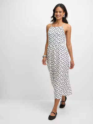 Exact Women's White & Black Polka Dot Sundress