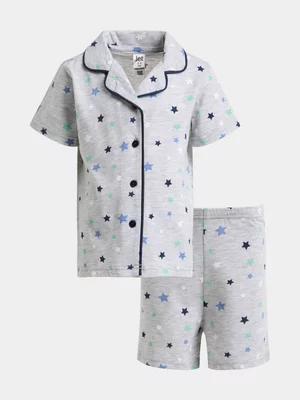 Jet Younger Boys Grey Stars Button Through PJ Set