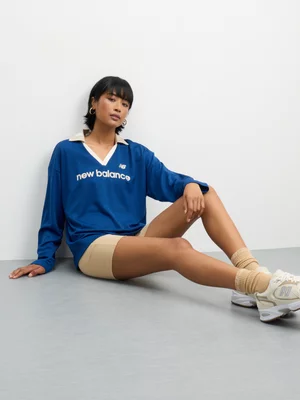 New Balance Women's Athletics Mesh Long Sleeve Blue/White Jersey