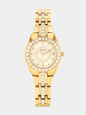 Relic By Fossil Queen's Court Gold Plated Bracelet Watch