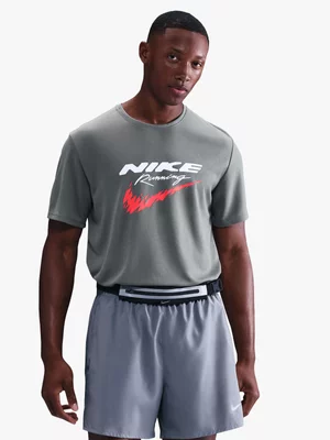 Nike Mens Miler Dri-Fit UV Grey Running Top