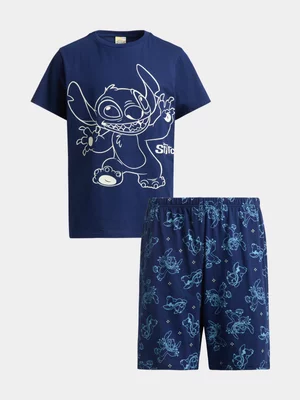 Jet Boys Navy Stitch Glow In The Dark Short PJ Set