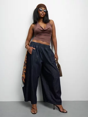 The FIX Women's Blue Pull on Barrel Denim Pants