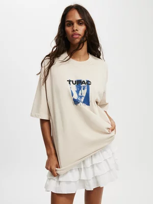Women's Cotton On Beige Tupac Premium Boxy Graphic T-shirt