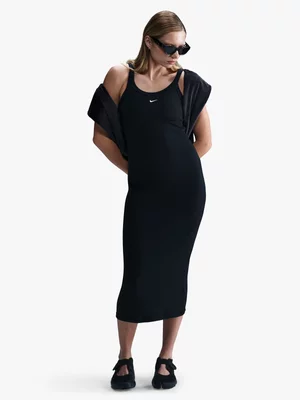 Nike Women's NSW Chill Knit Women's Tight Mini-Rib Black Tank Dress