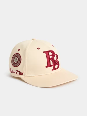 Redbat Unisex Embroidered Ecru Flat Peak Cap