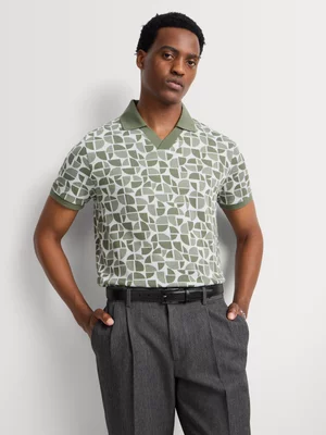 Markham Men's Regular Fit Geo Pattern Green Golfer