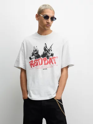 Redbat Men's Ice Mel Dog Graphic White T-Shirt