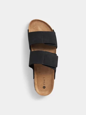 Exact Men's Black Double Strap Sandals