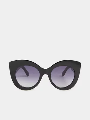 FF Logo Oversize Round Plastic Sunglasses