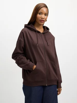 Jet Women’s Brown Basic Zip Through Hoody