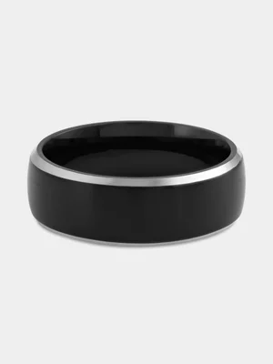 Black Plated Stainless Steel Matte Centre Polished Edge Ring