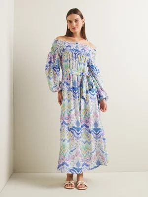 Women's Iconography Off Shoulder Maxi Dress