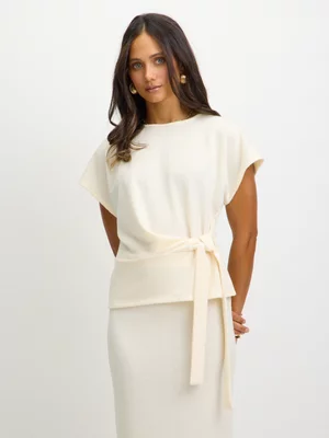 Exact Women's Cream Front Tie Top