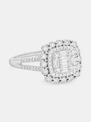 Sterling Silver 0.33ct Lab Grown Diamond Cushion Halo Ring  