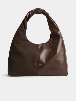 Luella Suede-like Contrast Hobo Bag