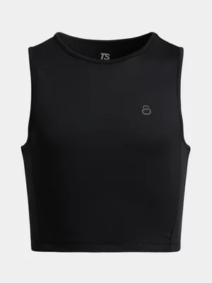 TS KB Girls Longer Length Black Crop Top