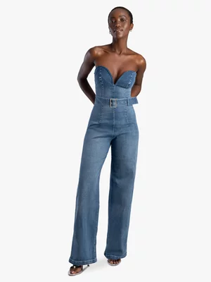 Women's Sissy Boy Blue Boobtube Low Plunge Jumpsuit