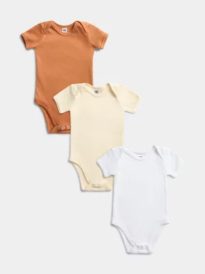 Jet Baby Unisex Core 3Pk Brown Shortsleeve Bodysuit