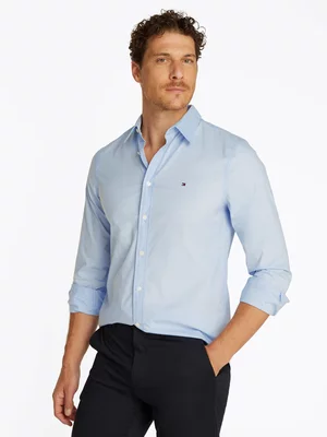 Men's Tommy Hilfiger Blue Flex Poplin Kent Collar Shirt