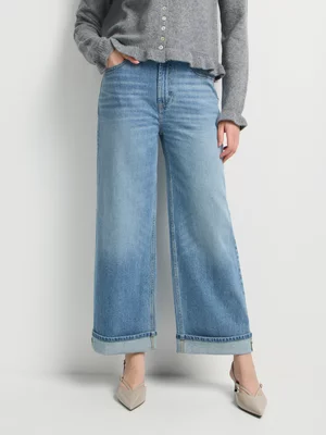 FF Denim Turn Up Wide Leg Jeans