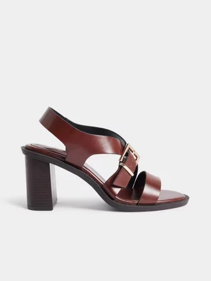 Buckle Detail Strappy Block Heel Sandals
