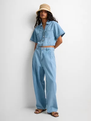 FF Denim Light Weight Denim Cropped Shirt