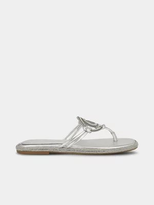 Women's Guess  Silver Flats/Strap Sandals