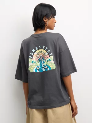 Puma Women's Fest Oversize Grey T-shirt