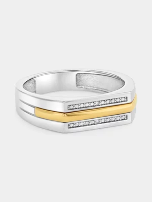 Yellow Gold & Sterling Silver Earth Grown Diamond Parallel Ring
