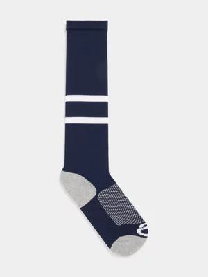 TS Junior Non Slip 12-3 Navy/White Soccer Socks