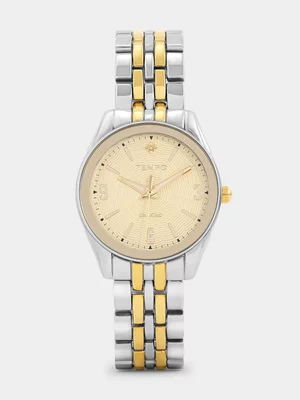 Tempo Gold Plated Champagne Dial Diamond Bracelet Watch