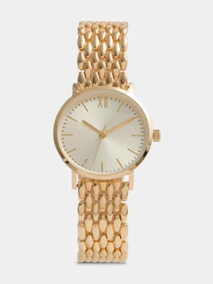 Exact Women's Gold Metal Link Watch