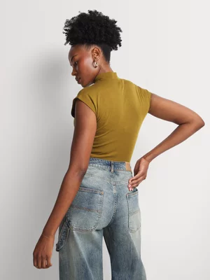 High Neck Extended Shoulder Top