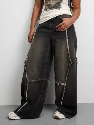 Redbat Women's Black Wash Wide Leg Jeans