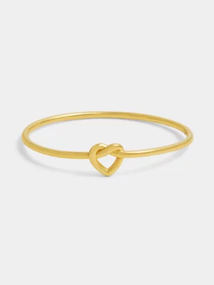 14ct Gold Plated Love Knot Hinged Bangle  