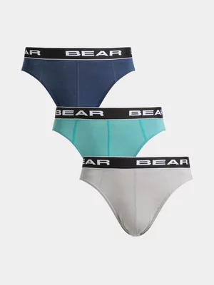 Bear Men's 3 Pack Teal Navy Grey Plain Mini Briefs