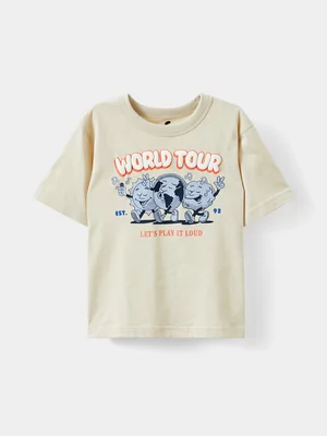 Cotton On Boy Beige Jonny Short Sleeve Graphic Print T-Shirt