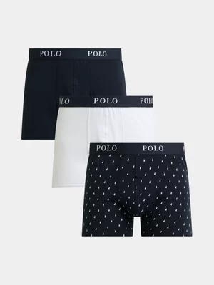 Men's Polo Navy Basic Print Knit Boxer 3Pack