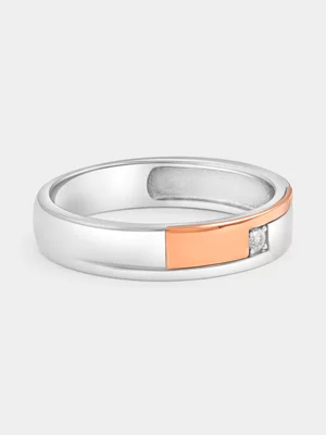 Rose Gold & Sterling Silver Lab Grown Diamond Geometric Ring 