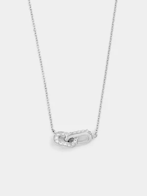 Sterling Silver Cubic Zirconia Linked Discs Pendant 