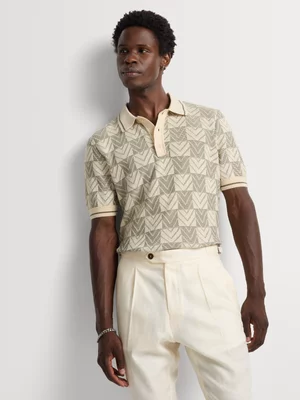 Markham Men's Regular Fit Green Knitted Golfer