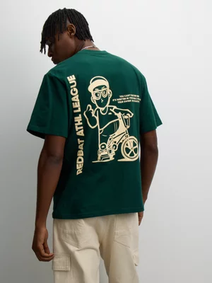 Redbat Men's Pine Green Bikers Graphic T-Shirt