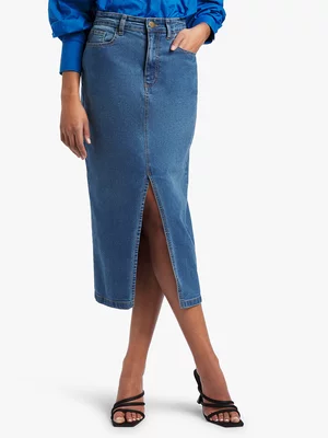 Exact Women's Mid Wash Long Denim Skirt