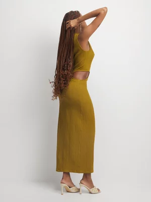 The FIX Women's  Moss Green Cutout Midaxi Dress 