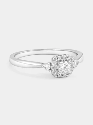 Sterling Silver 0.44ct Lab Grown Diamond Round Cushion Halo Embrace Ring 