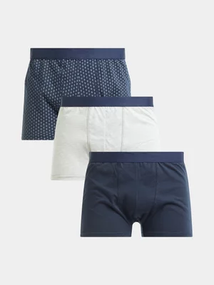 Exact Men's Navy & Grey 3-Pack Trunks