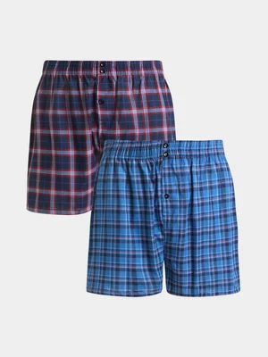 Jet Men’s Navy Red Check 2 Pack Boxer